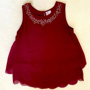 Burgundy ruffled crop top